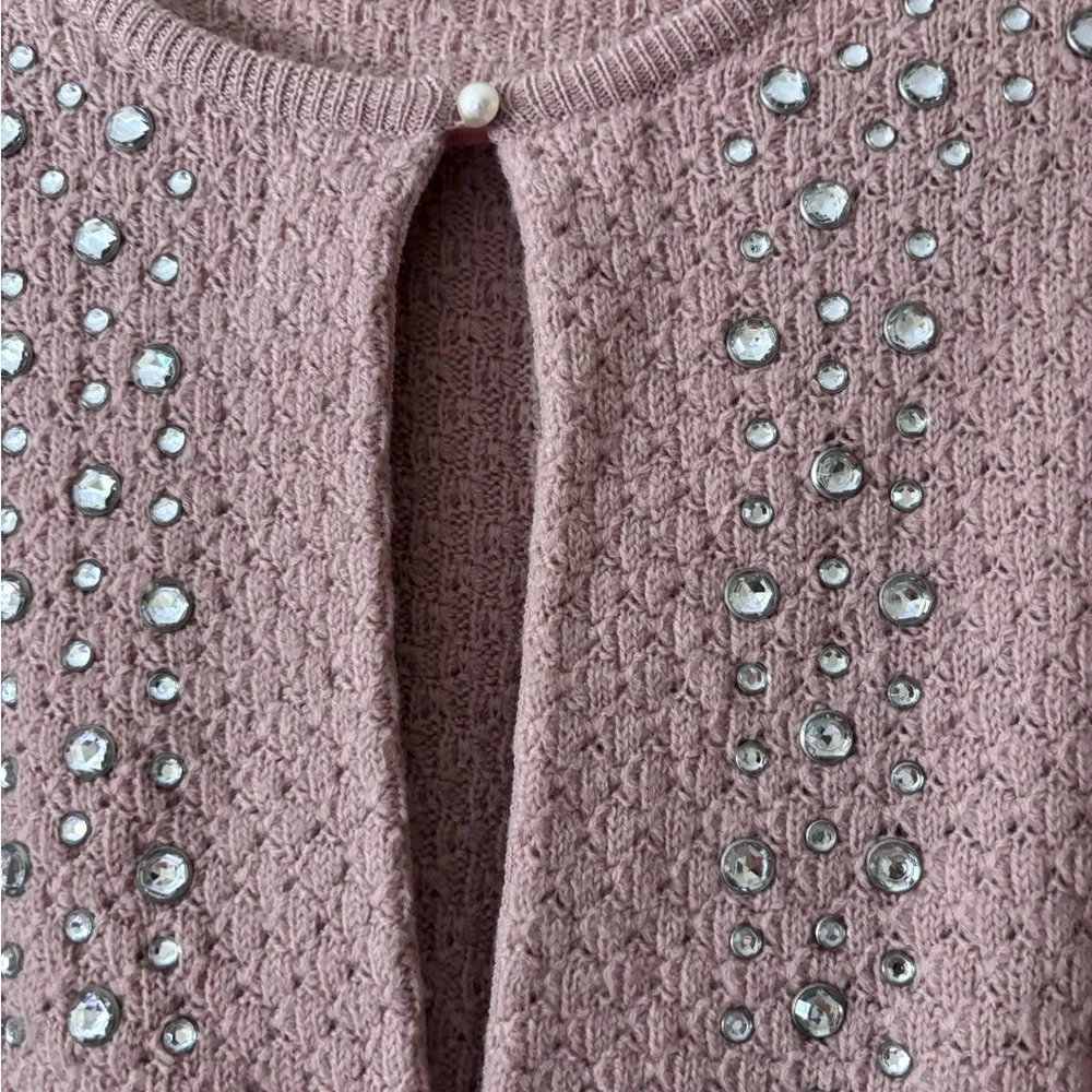 Marc Jacobs Dusty Rose Cropped Wool  Cardigan Embellished Small - Picture 5 of 13